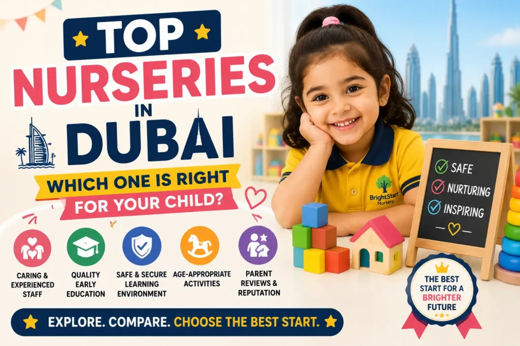 Happy preschool child learning through play in a nursery classroom, highlighting the benefits of enrolling a child in a nursery for early learning and development.